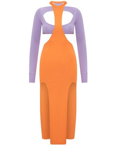 ALESSANDRO VIGILANTE Midi Dress With Cut-Out - Orange