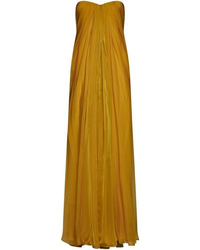 Alexander McQueen Silk Bustier Long Dress - Yellow