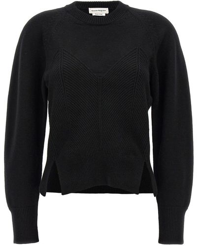Alexander McQueen 'Chevron Corset' Sweater - Black
