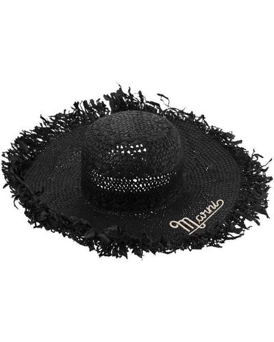 Marni Raffia Hat With Logo - Black