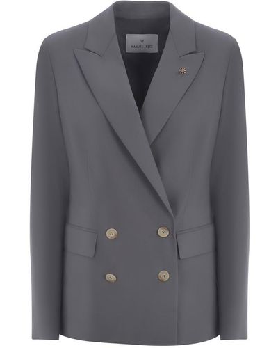 Manuel Ritz Double-Breasted Jacket - Grey