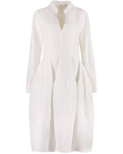 Bottega Veneta Embellished Panelled Silk-twill Midi Dress - White