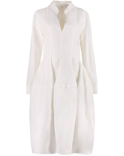 Bottega Veneta Embellished Paneled Silk-twill Midi Dress - White