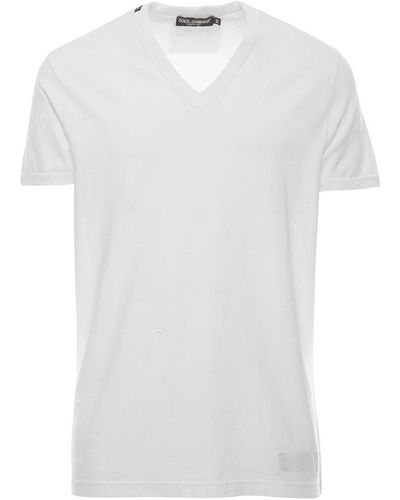 Dolce & Gabbana T-Shirt With All-Over Rips And Ri-Edition Logo P - White