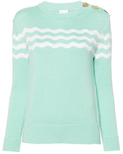 Patou Wave Pattern Sweater - Green