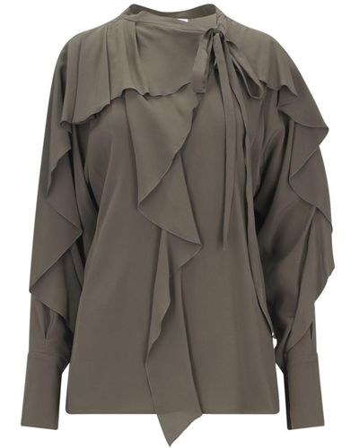 Victoria Beckham 'ruffle Detail' Shirt - Grey