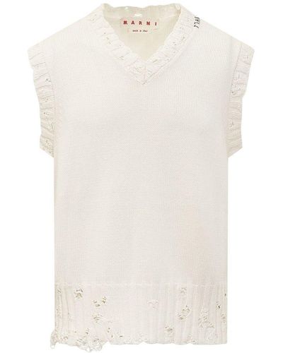 Marni Flower Detail Sweater - White