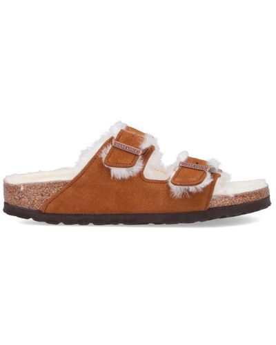 Birkenstock 'arizona' Shearling Sandals - White