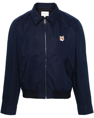 Maison Kitsuné Shirt Jacket With Fox Patch - Blue