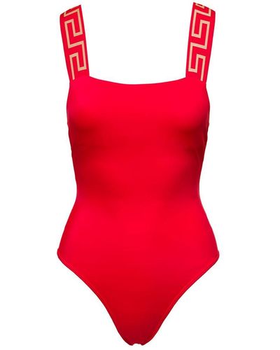 Versace Greca Border One-piece Swimsuit - Red