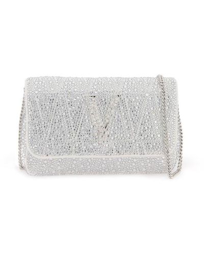 Versace Virtus Mini Bag With Crystals - White