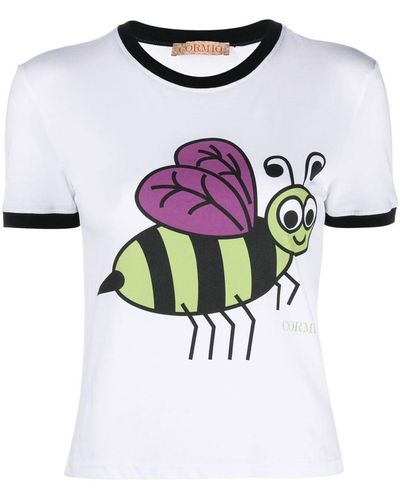 Cormio Bee-print Cotton T-shirt - White