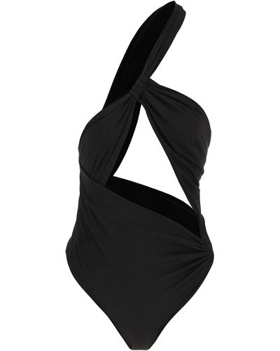 Monot One-shoulder Draped Bodysuit - Black