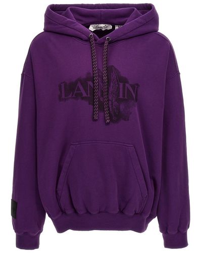 Lanvin Logo Print Hoodie Sweatshirt - Purple
