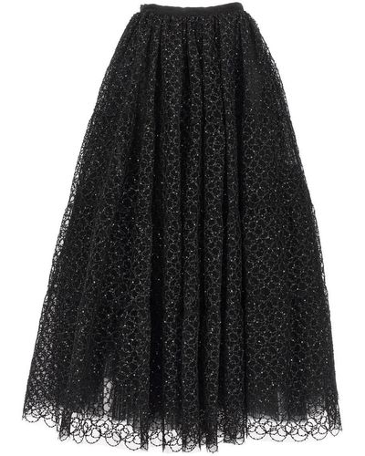 Giambattista Valli Embroidered Tulle Skirt Skirts - Black
