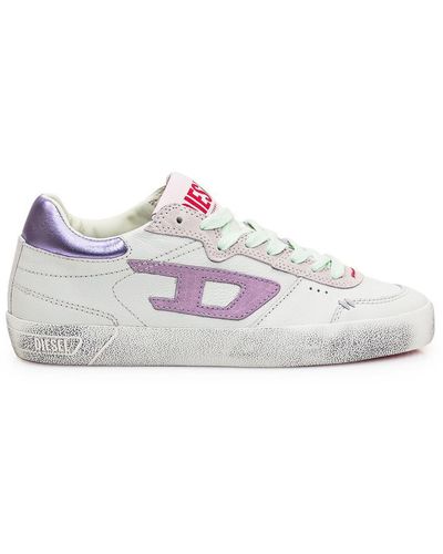 DIESEL S-leroji Low-pastel Leather And Suede Sneakers - White