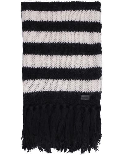 Saint Laurent Striped Wool-mohair Blend Scarf - Black
