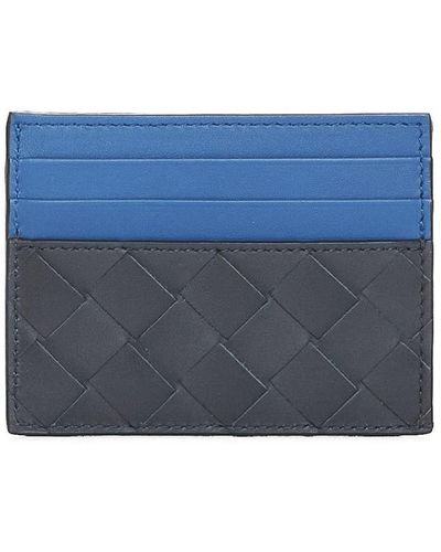 Bottega Veneta Intrecciato Leather Card Holder - Blue