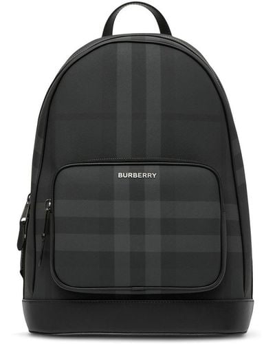 Burberry Check Motif Backpack - Black