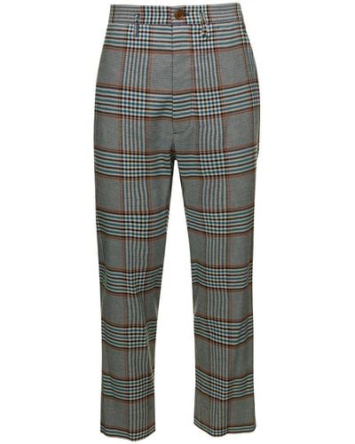 Vivienne Westwood High-Waisted Trousers With Check Motif - Grey