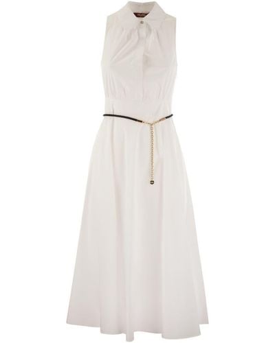Max Mara Studio Adepto - Cotton Poplin Polo Shirt Dress - White
