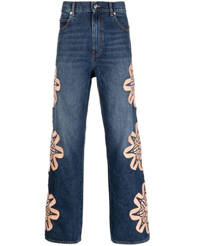 Bluemarble Embroidered Bootcut Denim Jeans - Blue