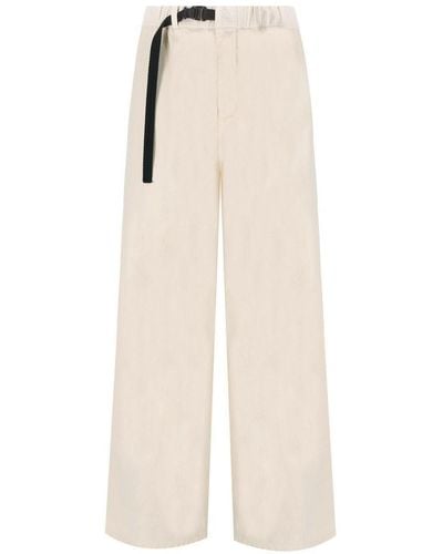 White Sand Sand Carol Cream Ribbed Trousers - Natural