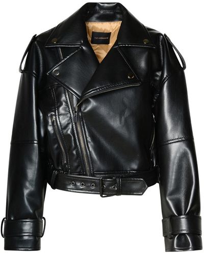 ANDAMANE 'nova' Biker Jacket In Black Imitation Leather