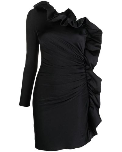 P.A.R.O.S.H. Ruffled One-shoulder Dress - Black