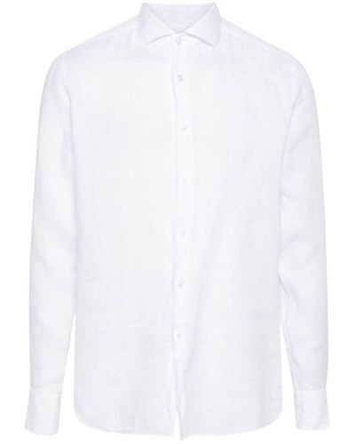 Xacus Classic Long Sleeve Linen Shirt - White