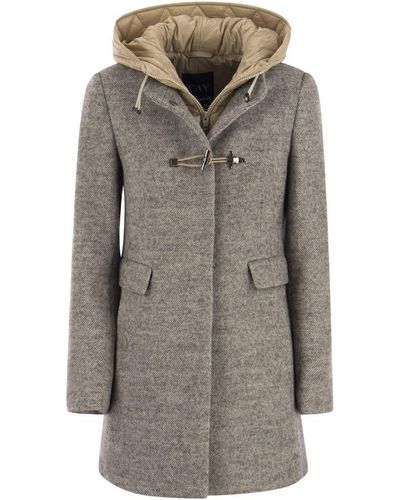 Fay TOGGLE - Wool-blend Coat With Hood - Gray