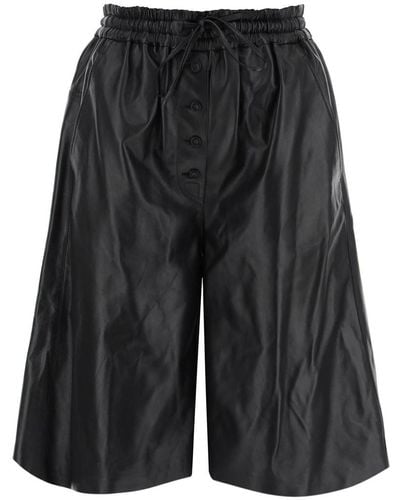 Jil Sander Leather Bermuda Shorts For - Black