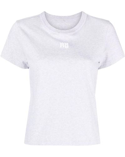 Alexander Wang Essential Jsy Shrunk T-Shirt W/Puff Logo & Bound Neck - White