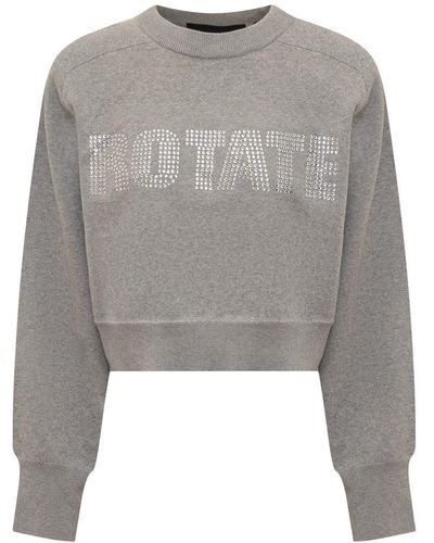 ROTATE BIRGER CHRISTENSEN Sweatshirt With Rhinestones - Grey
