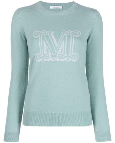 Max Mara Logo Cashmere Sweater - Blue