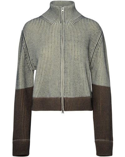 MM6 by Maison Martin Margiela Two-Tone Wool Blend Turtleneck Sweater - Green