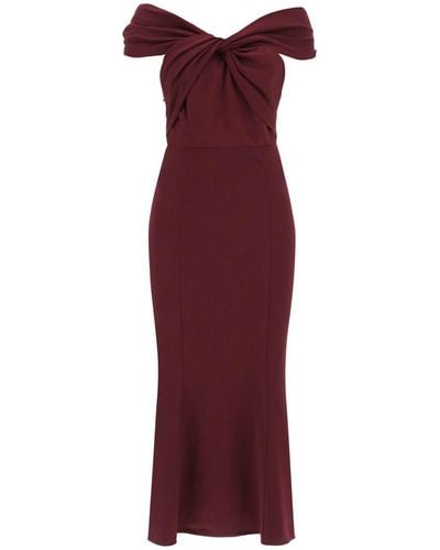 Roland Mouret Stretch Cady Midi Dress With Twisted Detail - Red