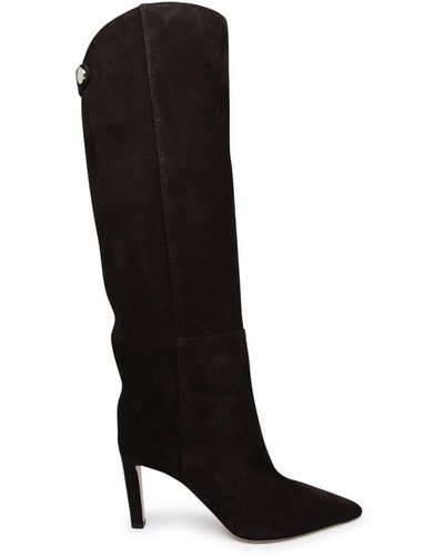 Jimmy Choo Alizze Coffee Suede Boots - Black