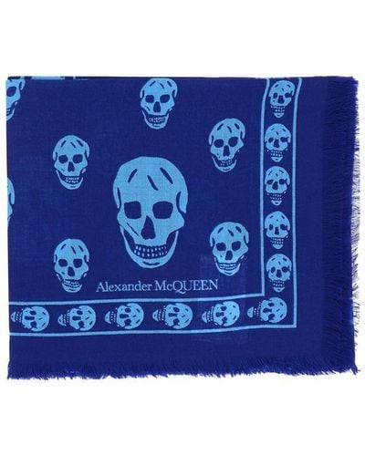 Alexander McQueen "skull" Scarf - Blue