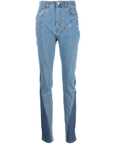 Mugler Spiral High-waisted Skinny Jeans - Women's - Cotton/polyester - Blue