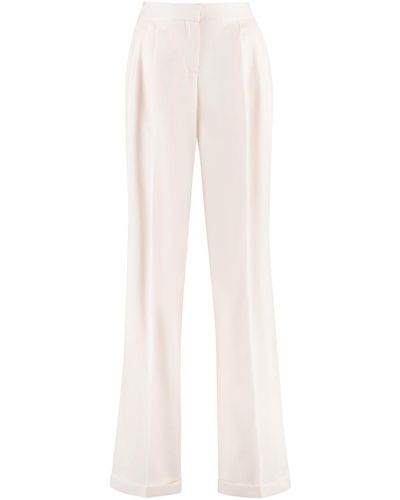 Alexander McQueen Wool Wide-leg Trousers - White