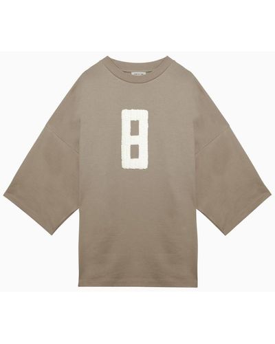 Fear Of God T Shirt With Milan 8 Dune Embroidery - Grey