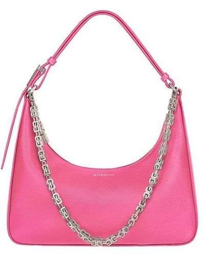 Givenchy Neon Leather Small Cut Out Moon Bag With Chain - Pink