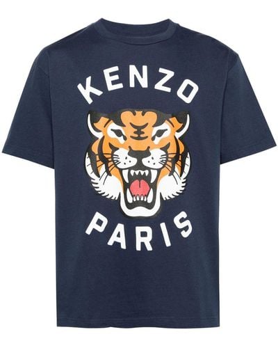 KENZO Lucky Tiger Cotton T-shirt - Blue