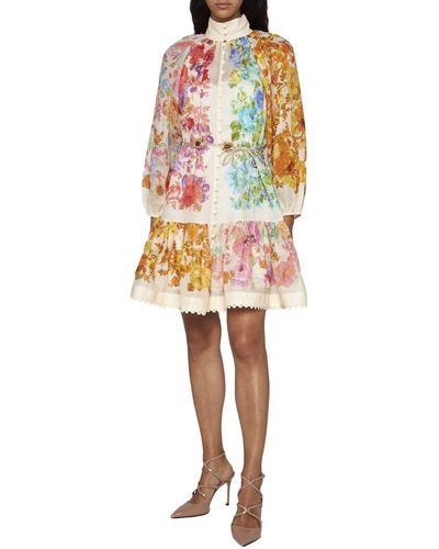 Zimmermann Raie Floral-print Ramie Mini Dress X - Multicolor