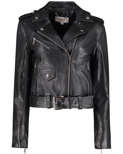 Michael Kors Collection Leather Patchwork Shearling Cropped Jacket