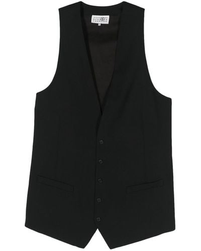 MM6 by Maison Martin Margiela Long Pointed Vest With Lacing - Black