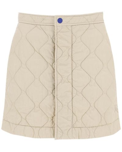 Burberry Quilted Mini Skirt - Natural