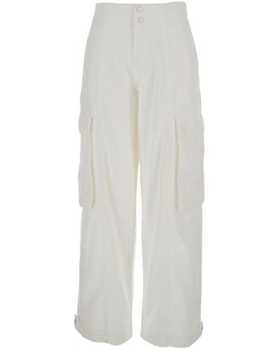 FRAME Wide Cargo Jeans With Patch Pockets - White
