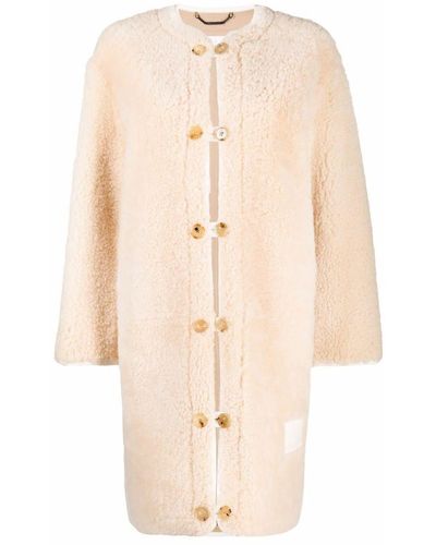 Chloé Single-breasted Shearling Coat - Multicolor